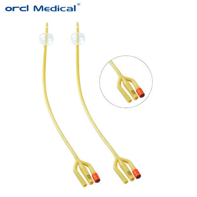 کاتتر فولی یکبار مصرف زرد سیلیکون پوشانده 3 راه طول 390-400mm